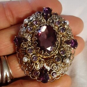 Elegant Gold and Purple Brooch
